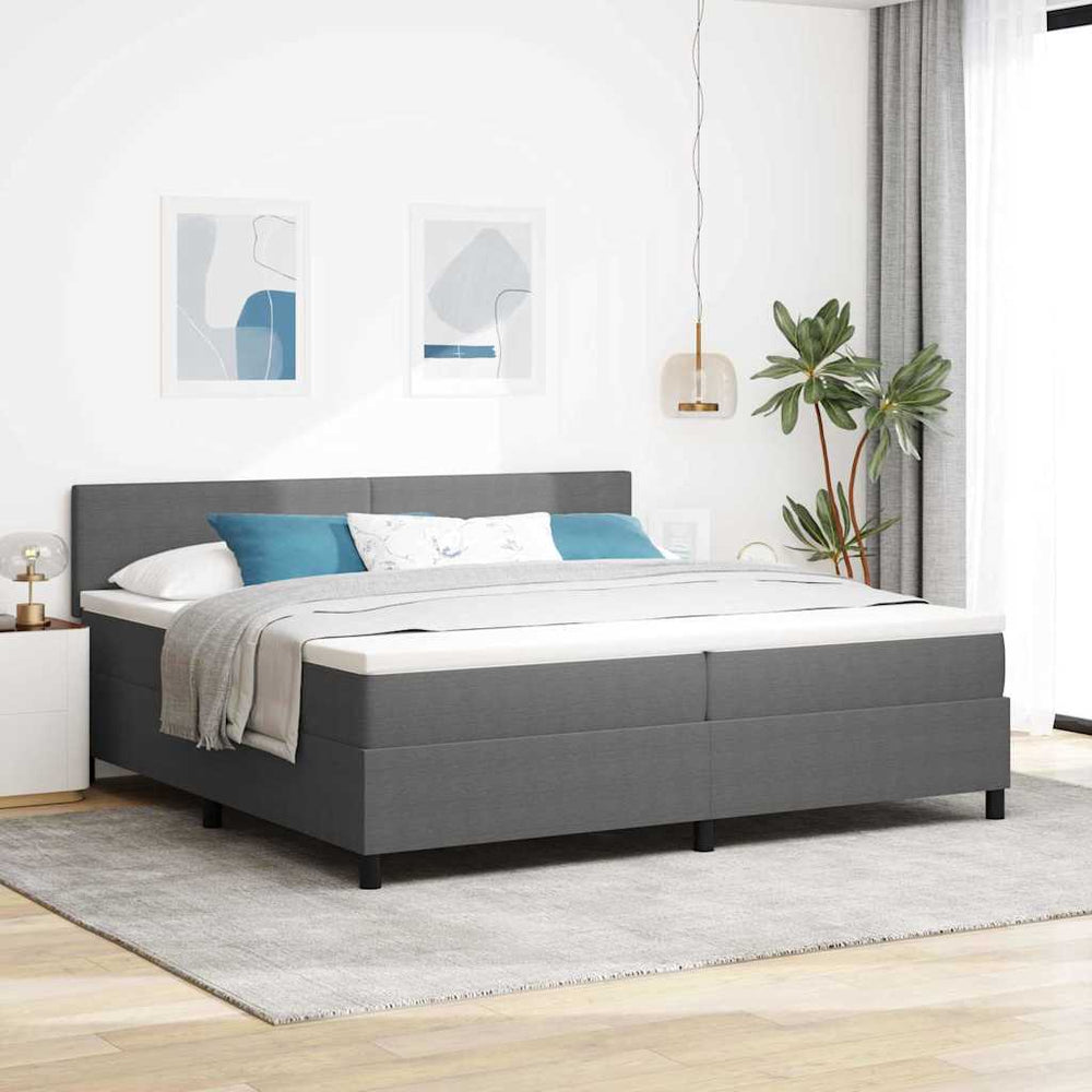 vidaXL LED Box Spring Bed Light Grey and White 200 x 200 cm Cord Fabric
