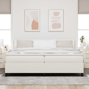 vidaXL LED Box Spring Bed Cream and White 200 x 200 cm Corduroy Fabric