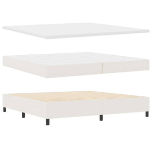 vidaXL LED Box Spring Bed Cream and White 200 x 200 cm Corduroy Fabric
