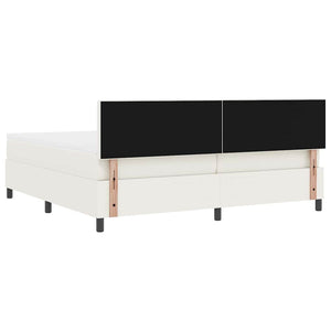 vidaXL LED Box Spring Bed Cream and White 200 x 200 cm Corduroy Fabric