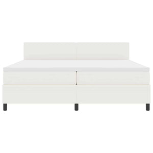vidaXL LED Box Spring Bed Cream and White 200 x 200 cm Corduroy Fabric