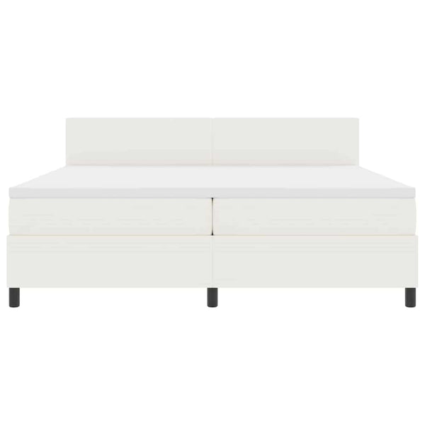 vidaXL LED Box Spring Bed Cream and White 200 x 200 cm Corduroy Fabric