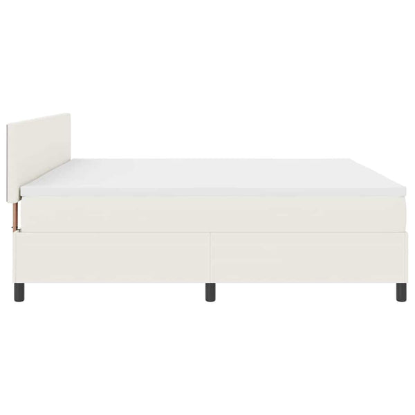 vidaXL LED Box Spring Bed Cream and White 200 x 200 cm Corduroy Fabric