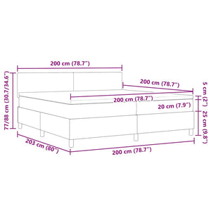 vidaXL LED Box Spring Bed Cream and White 200 x 200 cm Corduroy Fabric