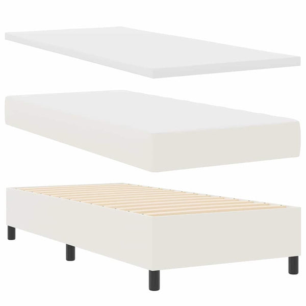 vidaXL LED Box Spring Bed Cream and White 80 x 200 cm Corduroy