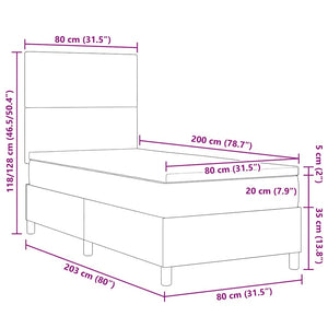 vidaXL LED Box Spring Bed Cream and White 80 x 200 cm Corduroy