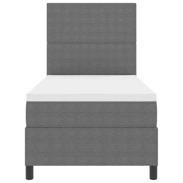 vidaXL LED Box Spring Bed Light Grey and White 90 x 190 cm Corduroy Fabric