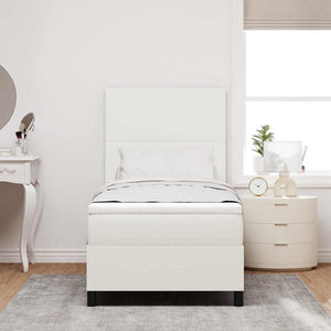 vidaXL LED Box Spring Bed Cream and White 90 x 190 cm Corduroy Fabric