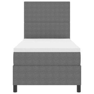 vidaXL LED Box Spring Bed Light Gray and White 90 x 200 cm Corduroy Fabric