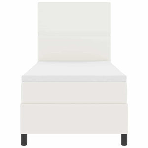 vidaXL LED Box Spring Bed Cream and White 90 x 200 cm Corduroy Fabric