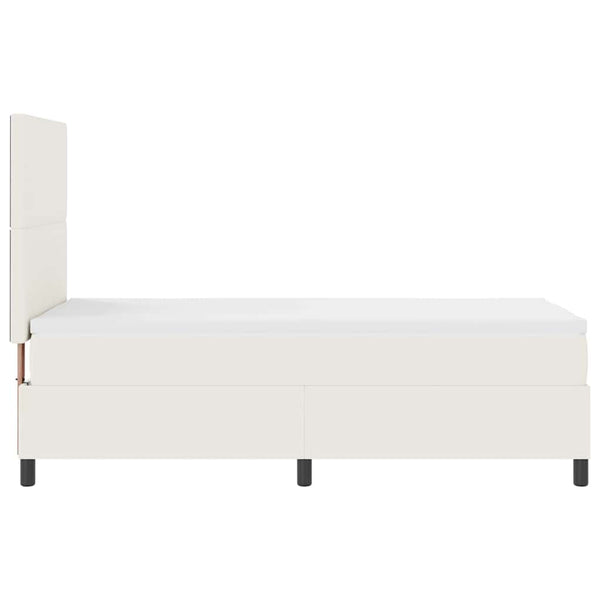 vidaXL LED Box Spring Bed Cream and White 90 x 200 cm Corduroy Fabric