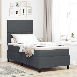 vidaXL LED Box Spring Bed Dark Gray and White 100 x 200 cm Corduroy Fabric