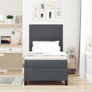vidaXL LED Box Spring Bed Dark Gray and White 100 x 200 cm Corduroy Fabric