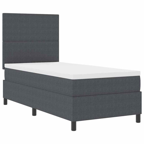 vidaXL LED Box Spring Bed Dark Gray and White 100 x 200 cm Corduroy Fabric
