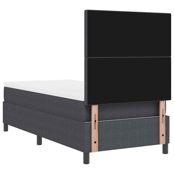 vidaXL LED Box Spring Bed Dark Gray and White 100 x 200 cm Corduroy Fabric