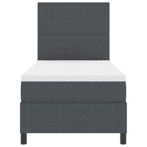 vidaXL LED Box Spring Bed Dark Gray and White 100 x 200 cm Corduroy Fabric