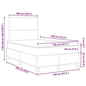 vidaXL LED Box Spring Bed Dark Grey and White 120 x 190 cm Corduroy
