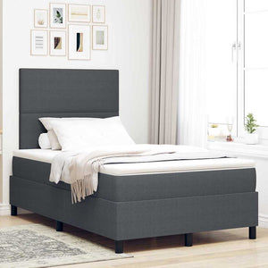 vidaXL LED Box Spring Bed Dark Grey and White 120 x 200 cm Corduroy