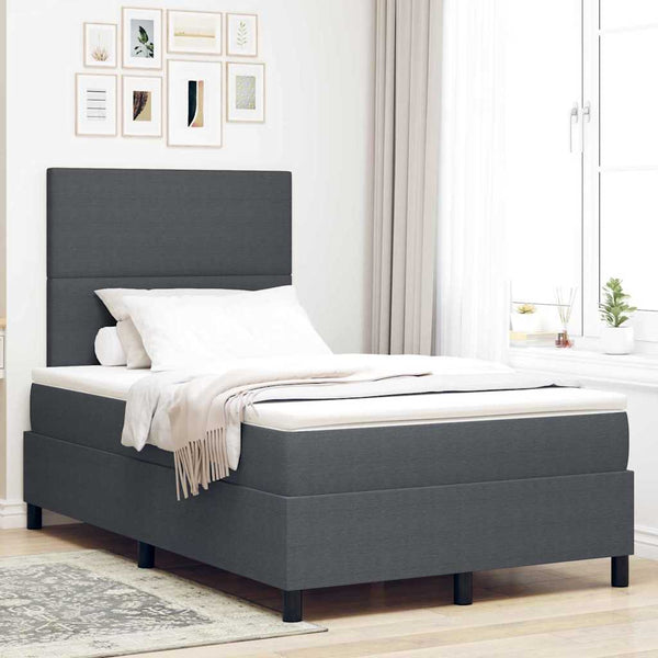 vidaXL LED Box Spring Bed Dark Grey and White 120 x 200 cm Corduroy