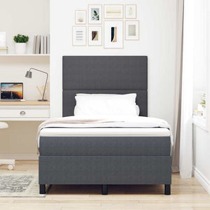 vidaXL LED Box Spring Bed Dark Grey and White 120 x 200 cm Corduroy