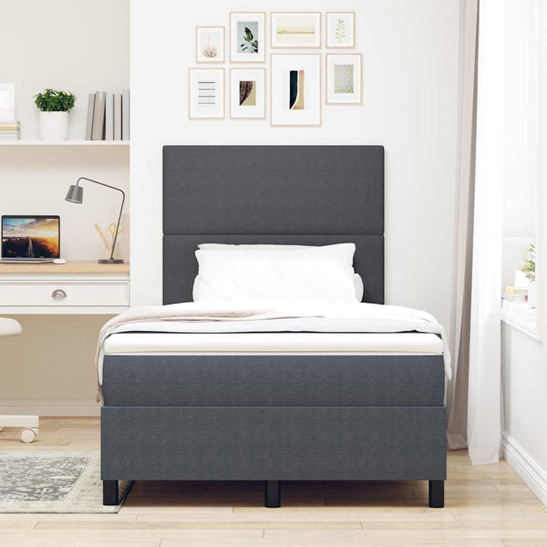 vidaXL LED Box Spring Bed Dark Grey and White 120 x 200 cm Corduroy