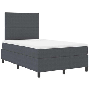 vidaXL LED Box Spring Bed Dark Grey and White 120 x 200 cm Corduroy