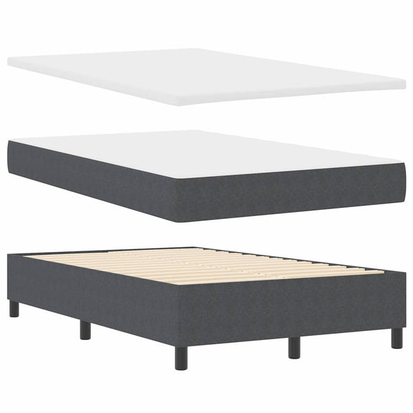 vidaXL LED Box Spring Bed Dark Grey and White 120 x 200 cm Corduroy