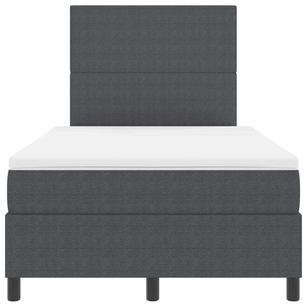 vidaXL LED Box Spring Bed Dark Grey and White 120 x 200 cm Corduroy