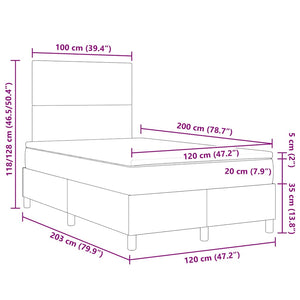 vidaXL LED Box Spring Bed Dark Grey and White 120 x 200 cm Corduroy