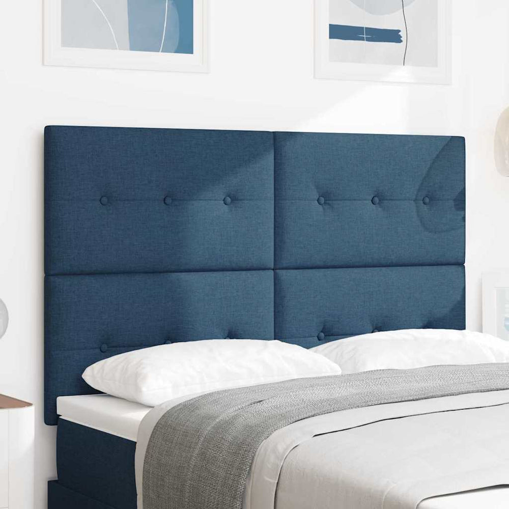 vidaXL Height-Adjustable Headboard with Headboard Blue 144 cm Fabric