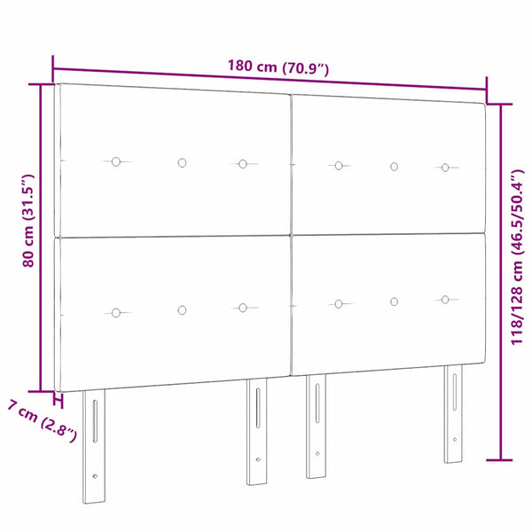 vidaXL Height-Adjustable Headboard with Headboard Black 180 cm Fabric