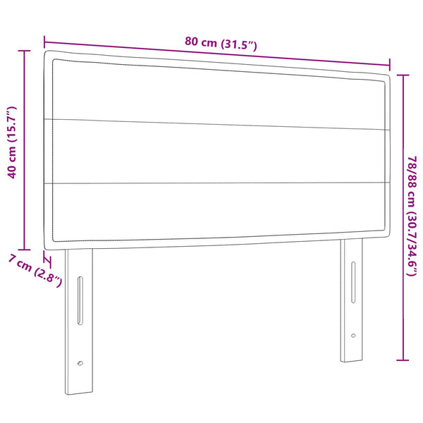 vidaXL LED Headboard with LED Strips Dark Brown 80 cm Fabric