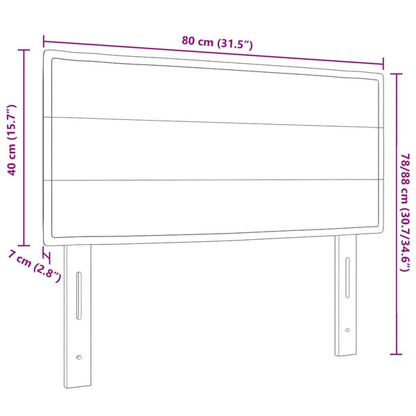 vidaXL LED Headboard with LED Strip Lights Cream 80 cm Fabric