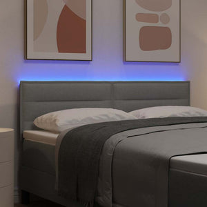 vidaXL LED Headboard with LED Strip Lights Light Gray 144 cm Fabric
