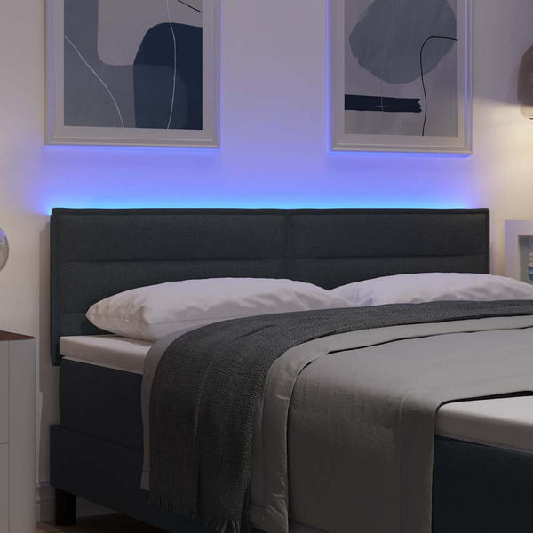 vidaXL LED Headboard with LED Light Strips Dark Grey 144 cm Fabric