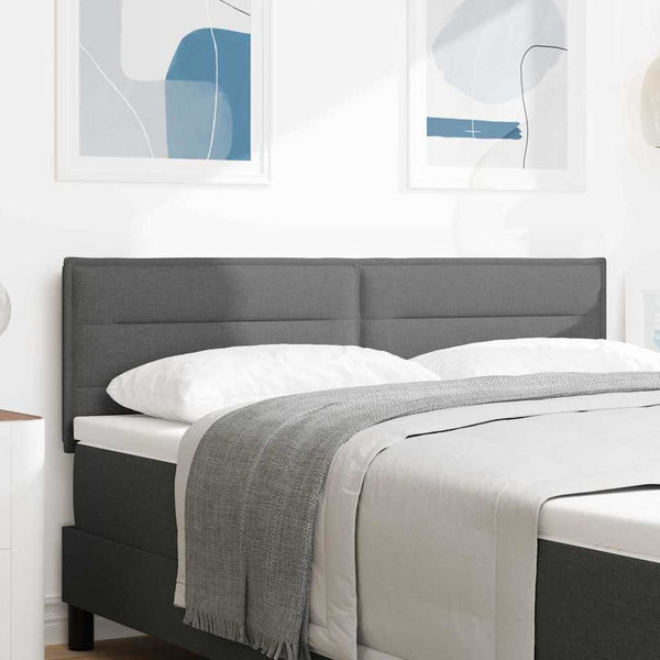 vidaXL LED Headboard with LED Light Strips Dark Grey 144 cm Fabric
