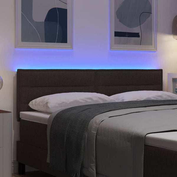 vidaXL LED Headboard with LED Strips Dark Brown 144 cm Fabric