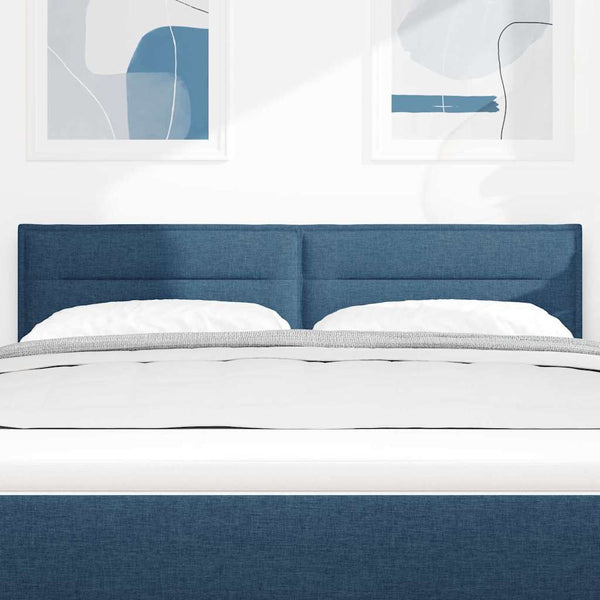 vidaXL LED Headboard with LED Strips Blue 144 cm Fabric