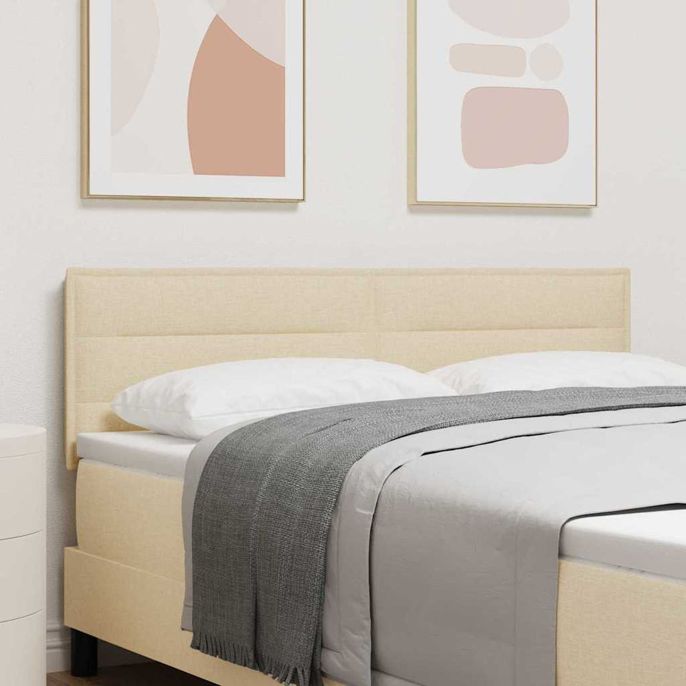 vidaXL LED Headboard with LED Strips Cream 160 cm Fabric