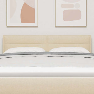 vidaXL LED Headboard with LED Strips Cream 160 cm Fabric