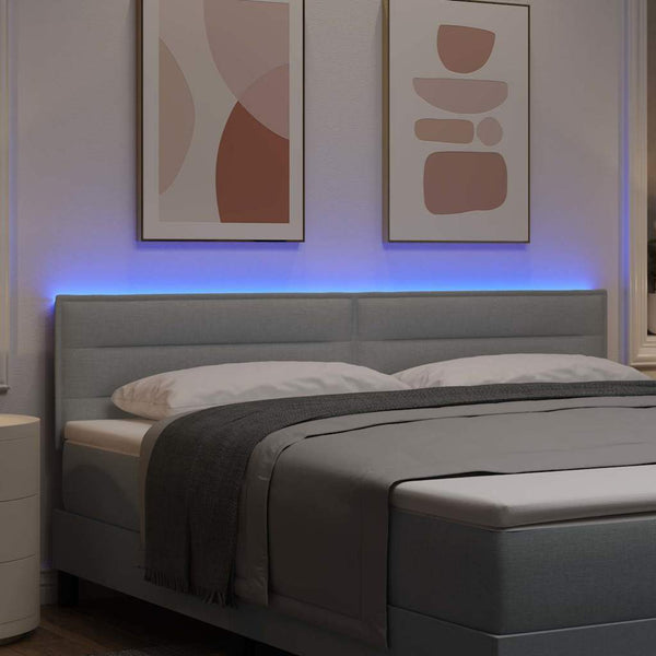 vidaXL LED Headboard with LED Strips Light Grey 180 cm Fabric