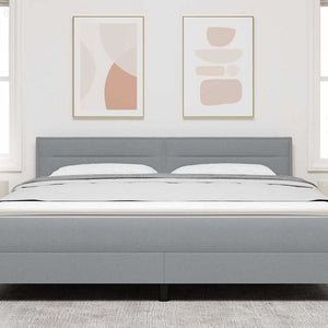 vidaXL LED Headboard with LED Strips Light Grey 180 cm Fabric