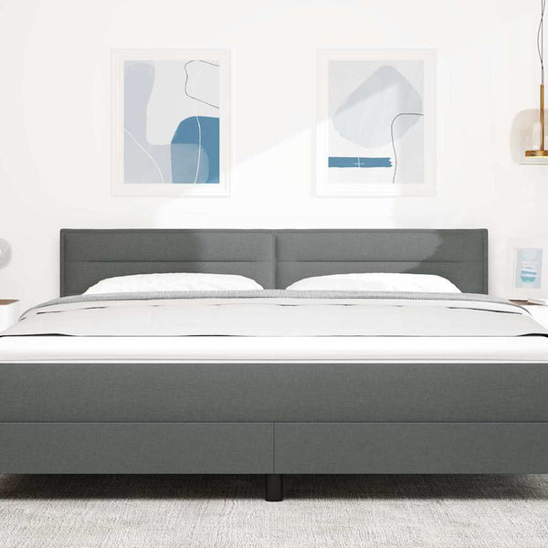 vidaXL LED Headboard with LED Light Strips Dark Grey 180 cm Fabric