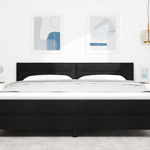 vidaXL LED Headboard with LED Light Strips Black 180 cm Fabric