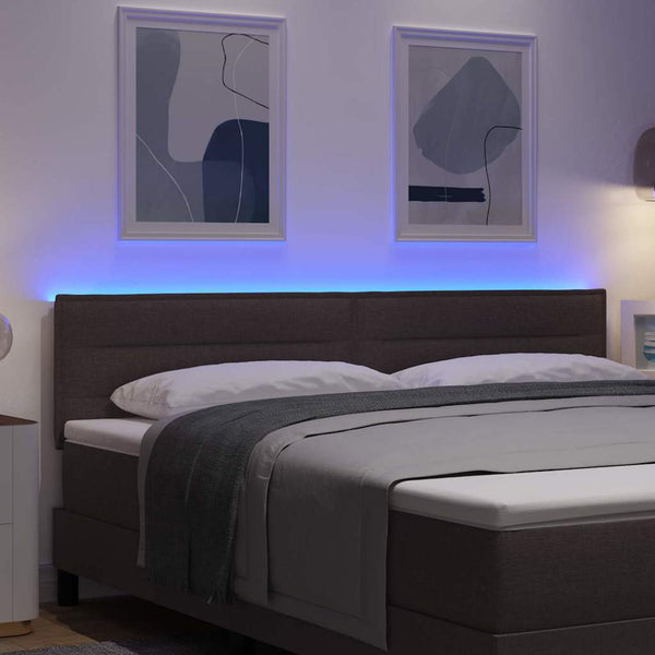 vidaXL LED Headboard with LED Light Strips Dark Brown 180 cm Fabric