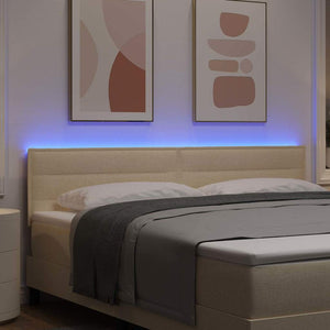 vidaXL LED Headboard with LED Light Strips Cream 180 cm Fabric