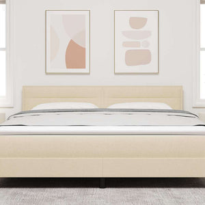 vidaXL LED Headboard with LED Light Strips Cream 180 cm Fabric