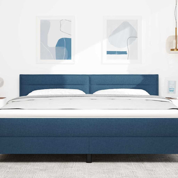 vidaXL LED Headboard with LED Strips Blue 180 cm Fabric