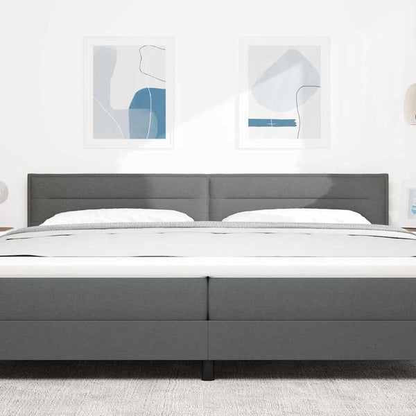 vidaXL LED Headboard with LED Light Strips Dark Grey 200 cm Fabric