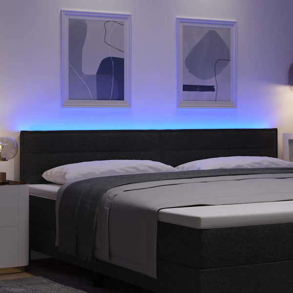 vidaXL LED Headboard with LED Light Strips Black 200 cm Fabric